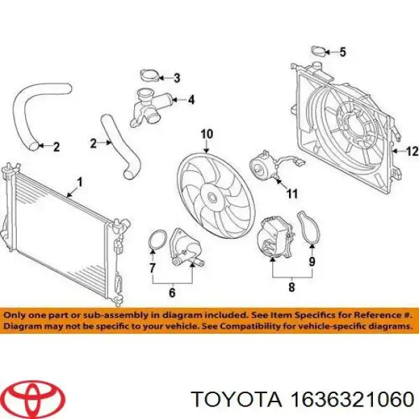 Двигун вентилятора системи охолодження 1636321060 Toyota