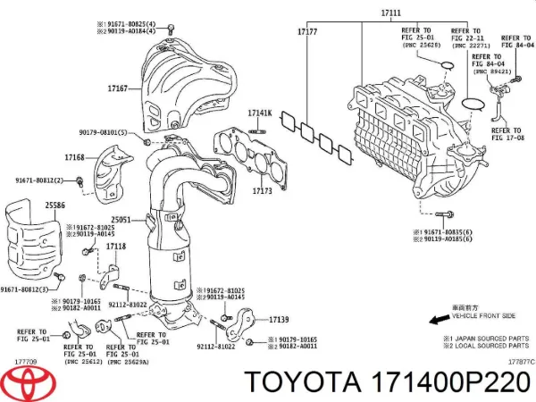 Колектор випускний, правий 171400P220 Toyota