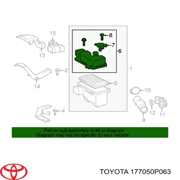 Корпус повітряного фільтра, верхня частина 177050P063 Toyota