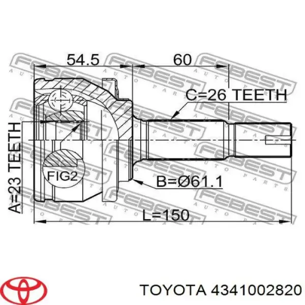Піввісь права 4341002820 Toyota