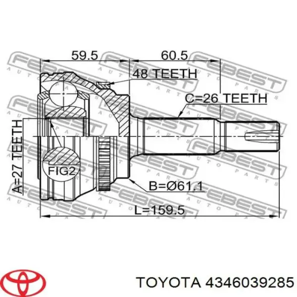 ШРКШ зовнішній передній, правий 4346039285 Market (OEM)