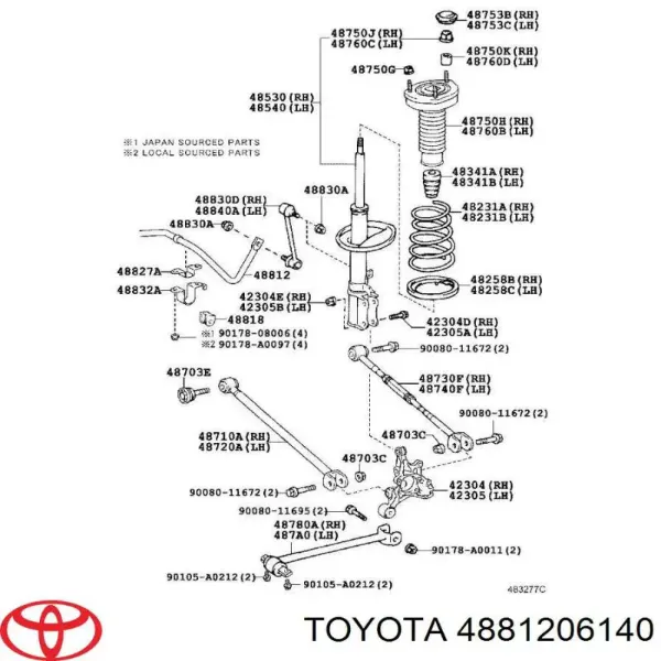 Стабілізатор задній 4881206140 Toyota