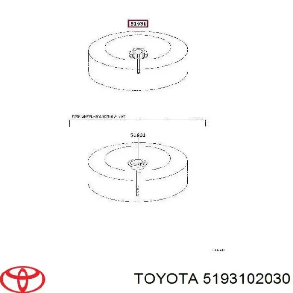 Болт кріплення запасного колеса 5193102030 Toyota