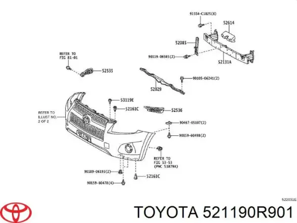 Передній бампер 521190R901 Toyota