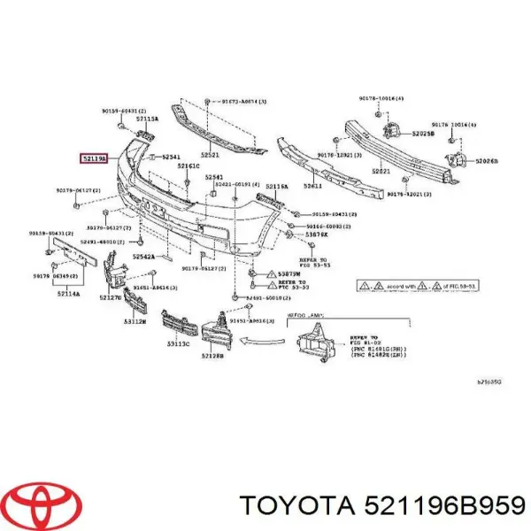 Передній бампер 521196B959 Toyota
