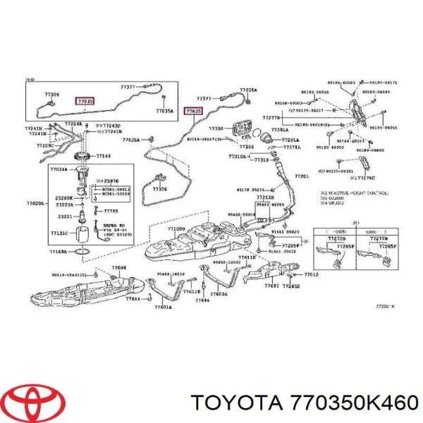 Трос відкривання лючка бензобака 770350K460 Toyota