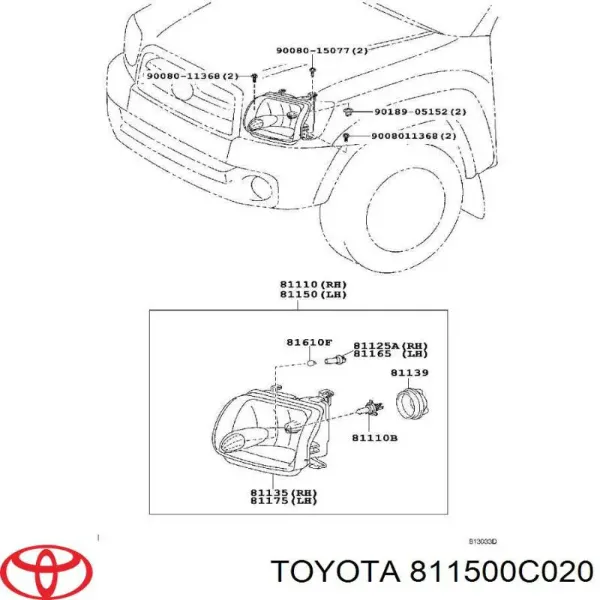 Фара ліва 811500C020 Toyota