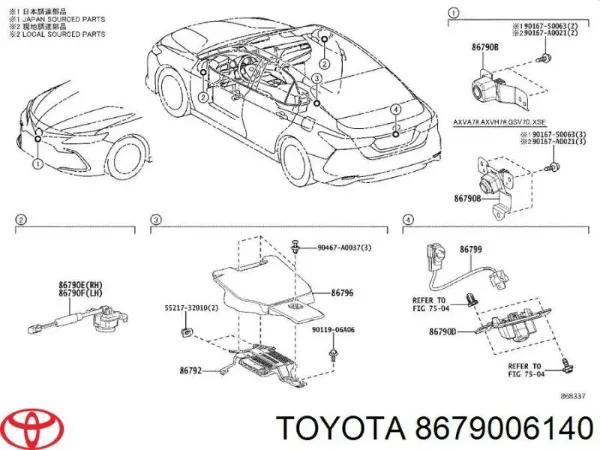 Камера системи забезпечення видимості 8679006140 Toyota