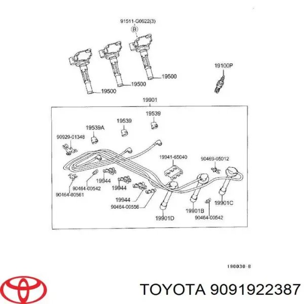 9091922387 Toyota Проводи високовольтні