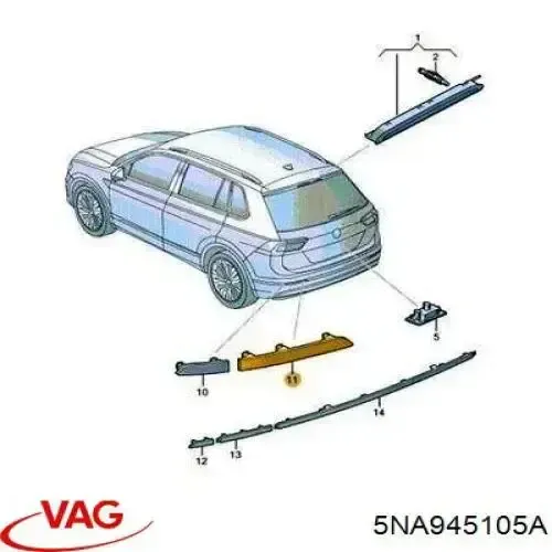 Катафот (відбивач) заднього бампера, лівий ZVG1621L Signeda