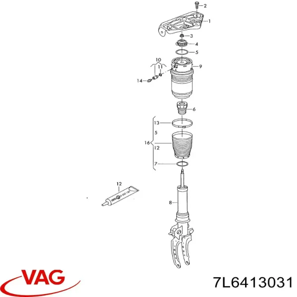 Амортизатор передній 7L6413031 VAG