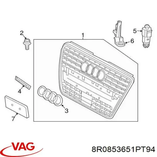 Решітка радіатора 8R0853651PT94 VAG