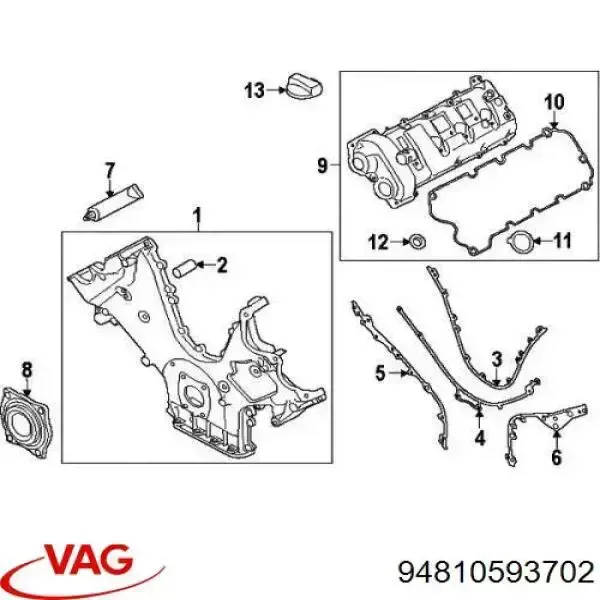 Прокладка клапанної кришки двигуна, кільце 94810593702 VAG