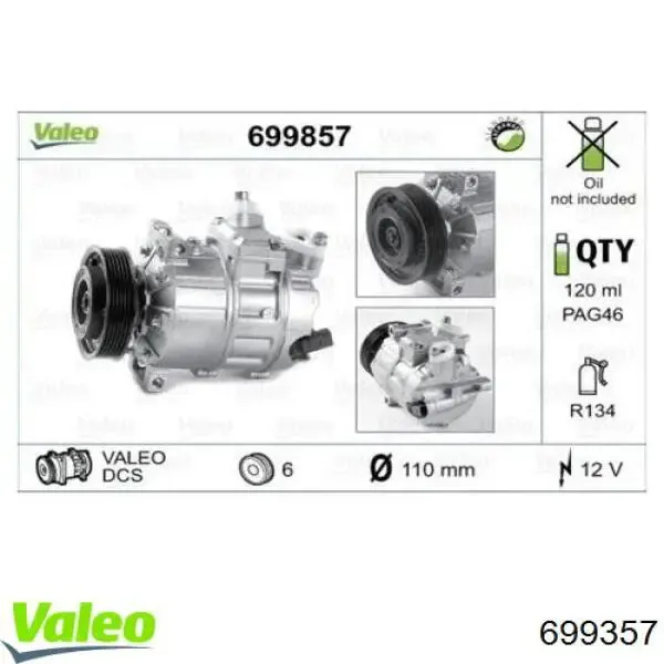 Компресор системи кондиціювання VALEO 699357 ціна, від