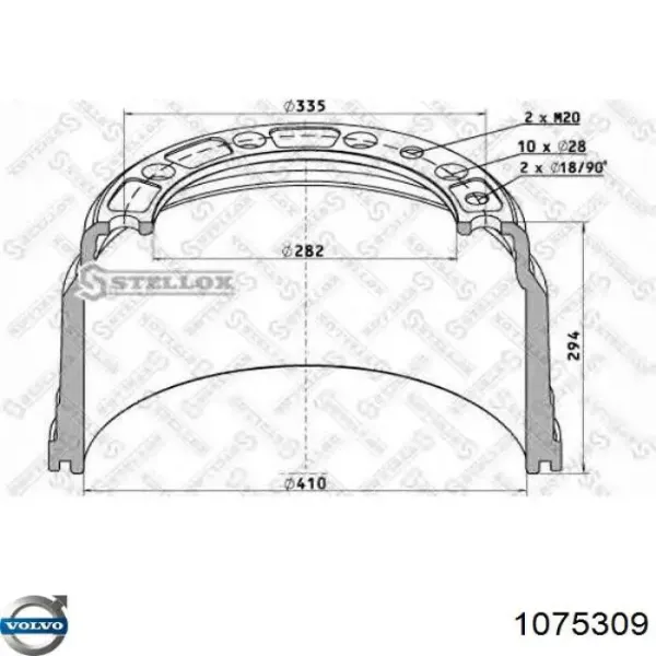 Барабан гальмівний задній 1075309 Volvo