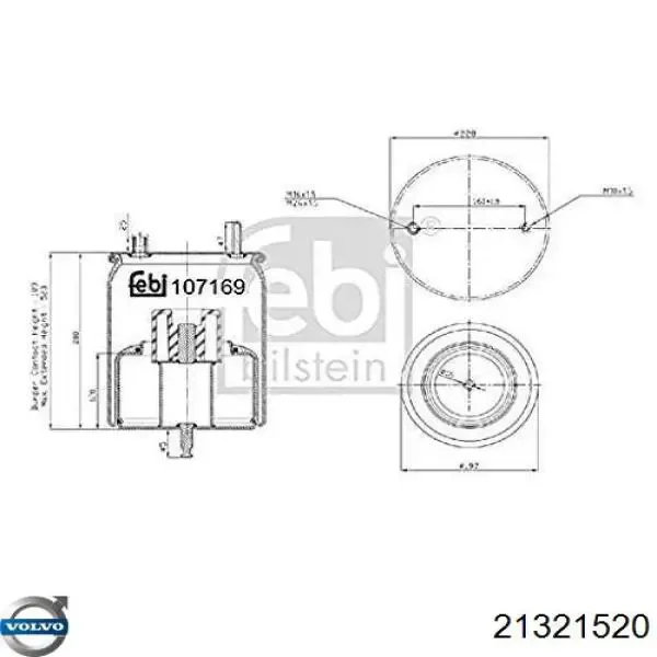 Пневмоподушка/Пневморессора моста 21321520 Volvo
