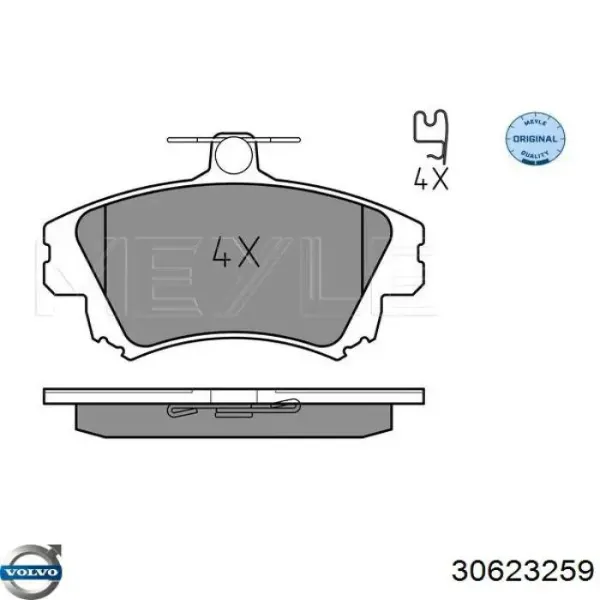 Передні тормозні колодки 30623259 Volvo