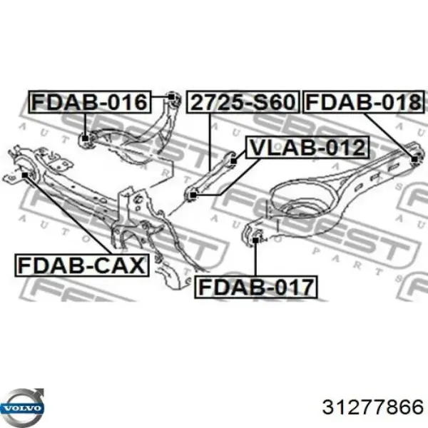 Важіль/тяга задньої підвіски подовжній нижній, лівий 31277867 Volvo