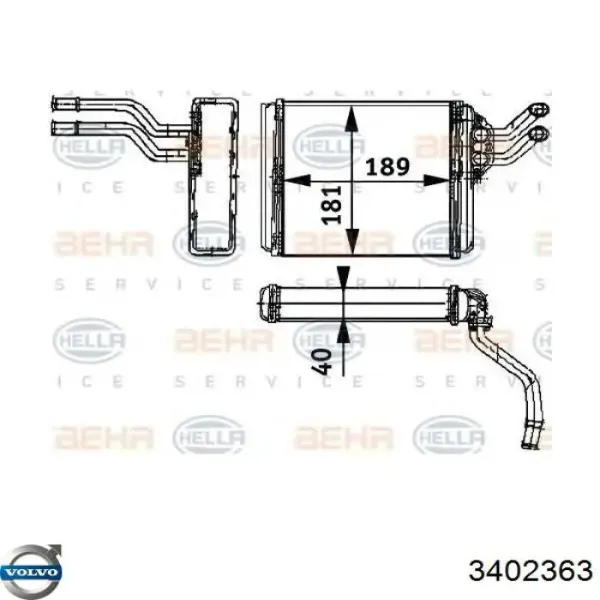 Радіатор пічки 3402363 Volvo