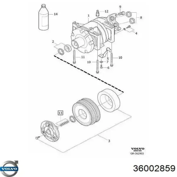 Компресор кондиціонера 36002859 Volvo