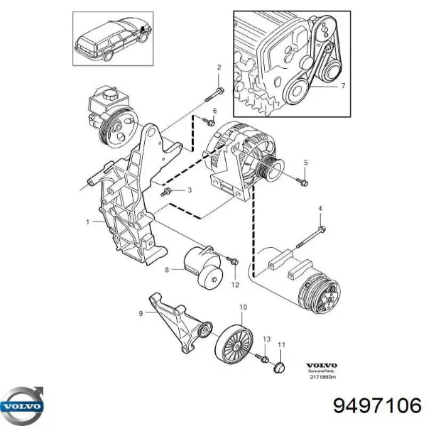 Кронштейн генератора (натяжний) Volvo S80 I седан (TS, TH, KV) (1998 - 2006) ціна, від