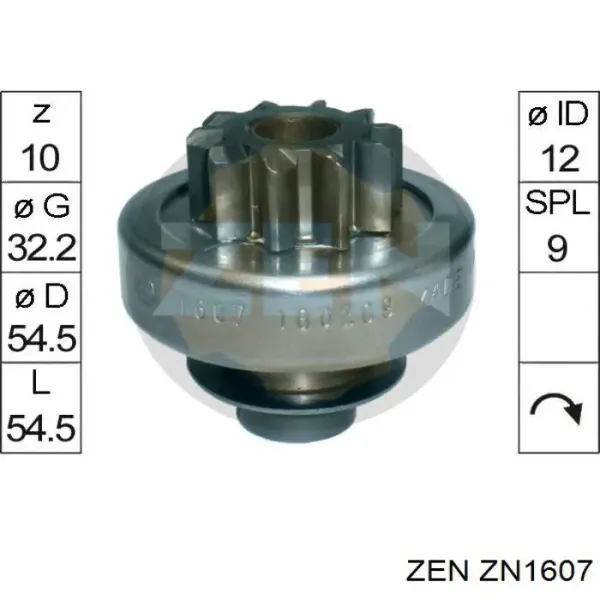 Бендикс стартера ZN1607 ZEN