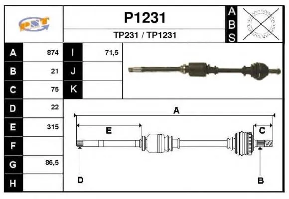 Піввісь права 3273Z4 Peugeot/Citroen