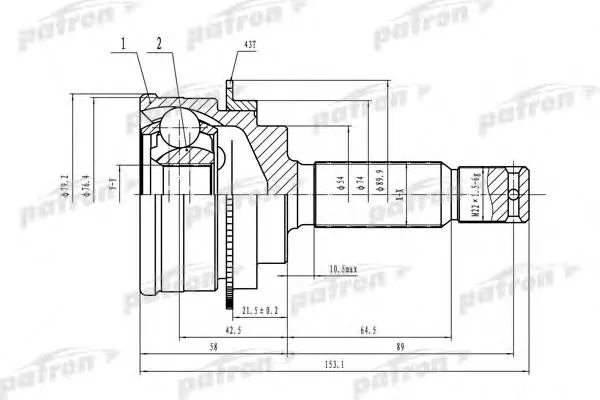 ШРУС зовнішній передній PCV1639 Patron