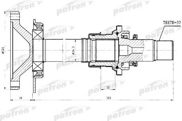 Вал приводу проміжний PDSV028 Patron