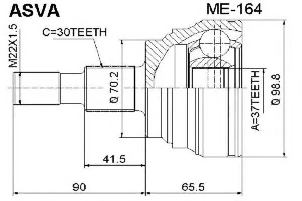 ШРУС зовнішній передній ME164 Asva