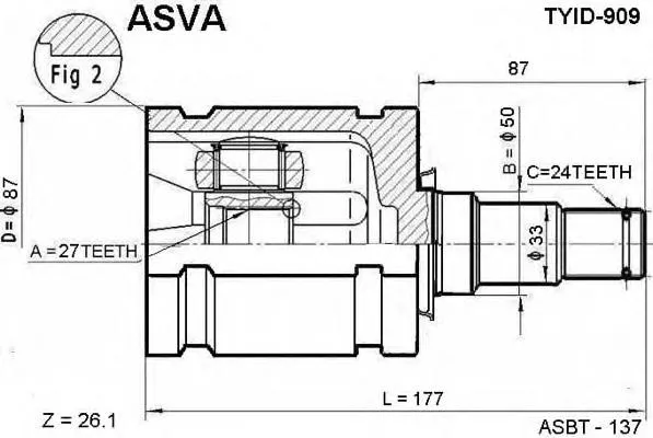 ШРКШ внутрішній, передній, лівий TYID909 Asva