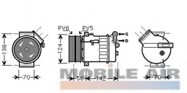 Компресор кондиціонера 55189005 Fiat/Alfa/Lancia