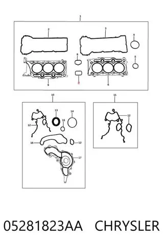 Прокладка впускного колектора K05281823AA Fiat/Alfa/Lancia