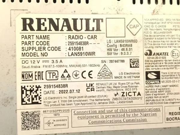  259154838R Renault (RVI)