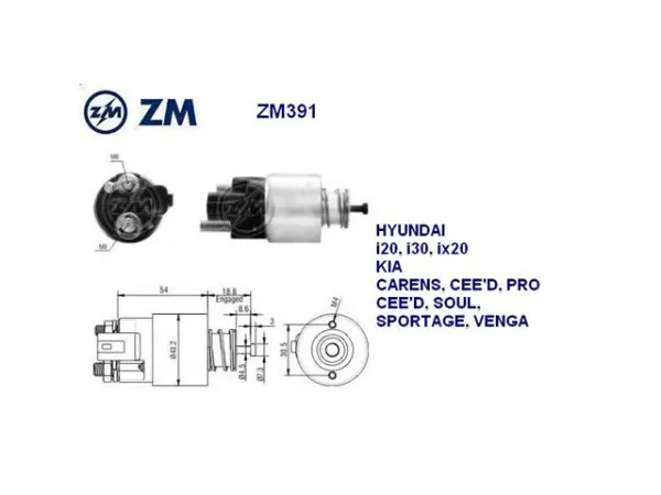 Ремкомплект втягуюче реле стартера ZM299391 ZM