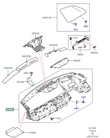 Панель приладів торпеди LR094692 Land Rover