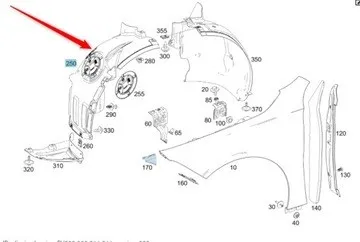 Підкрилок переднього крила, правий передній A1776900404 Mercedes