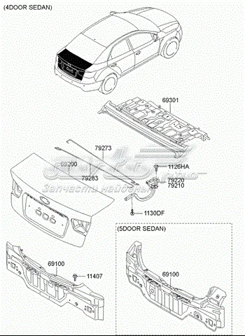 Панель задня, багажного відсіку 691001M010 Hyundai/Kia