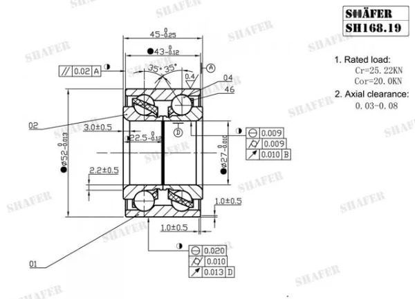 Підшипник задньої ступиці SH16819 Shafer