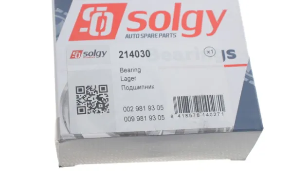 Підшипник маточини задньої, зовнішній 214030 Solgy
