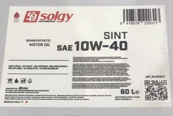 Моторне масло 504033 Solgy