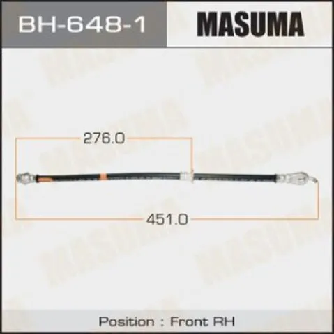 Шланг гальмівний передній, правий BH6481 Masuma