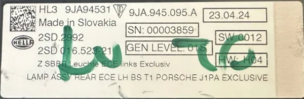  9JA945095A Porsche