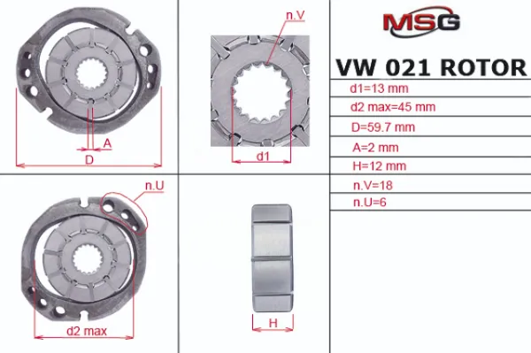 Насос ГУР VW021ROTOR MSG