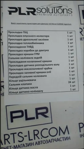 Комплект прокладок PLR5102108 Plrsolutions
