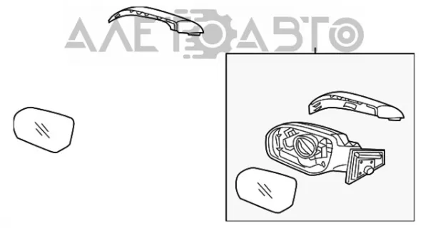 Ліве бокове дзеркало 876104Z001 Hyundai/Kia