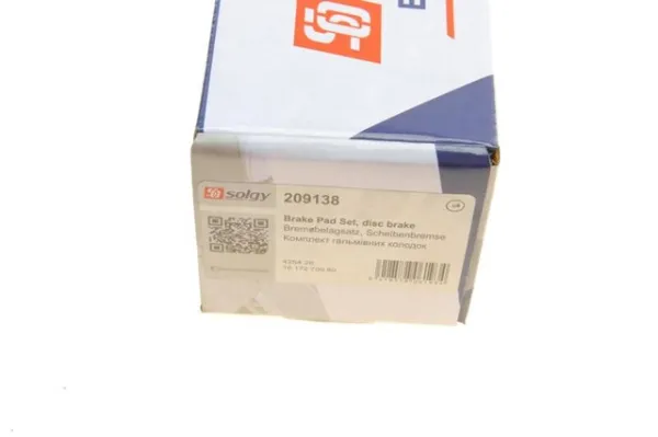 Передні тормозні колодки 209138 Solgy