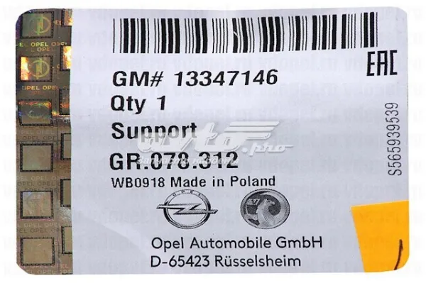 Кронштейн бампера переднього, лівий 13347146 General Motors