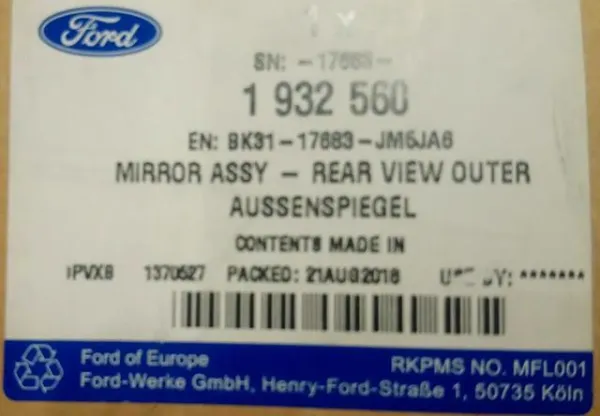 3519360 Ford ліве бокове дзеркало - купити онлайн в Україні