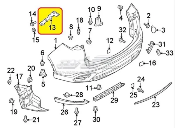 Направляюча заднього бампера, права TK48502H1B Mazda